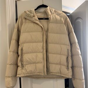 Outdoor Voices Cream Puffer Jacket